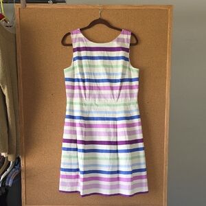 Talbots Cotton 12P Multicolor Stripe Fit & Flare Spring Summer Dress